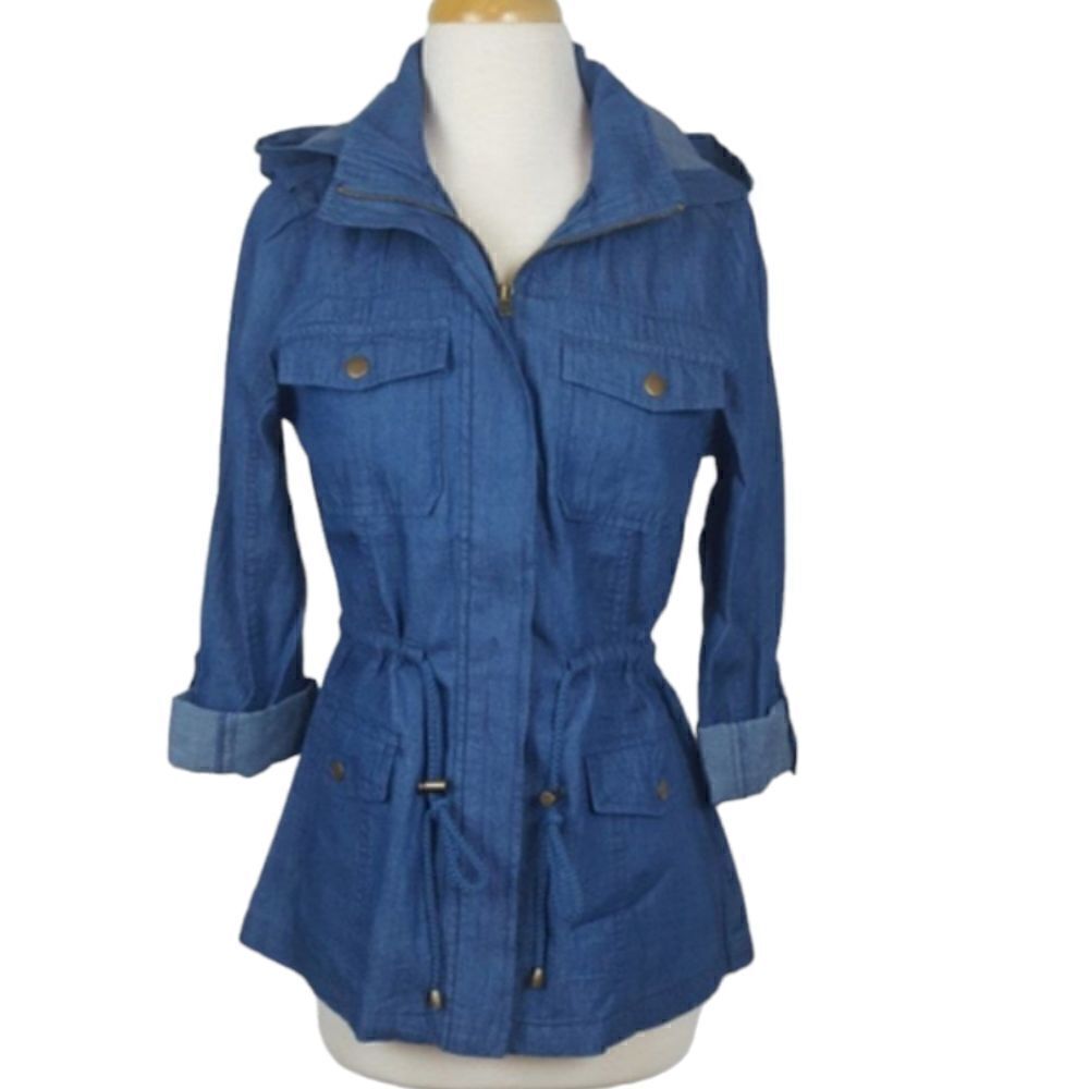 Anorak Jacket Utility Jean Jacket Blue Size Small Chore Jacket - Picture 1 of 4